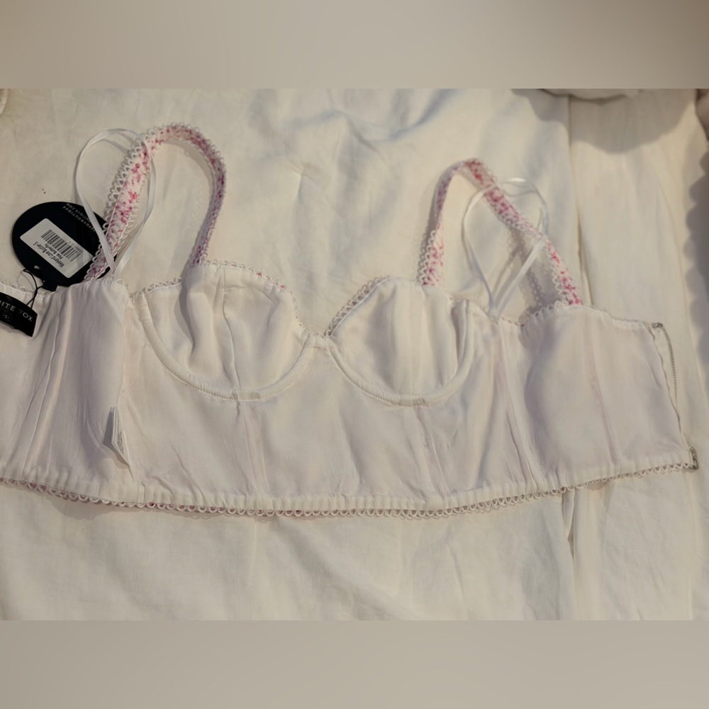 White Fox Weekend Love Bustier Crop Top in Pink Butterfly - Picture 11 of 12